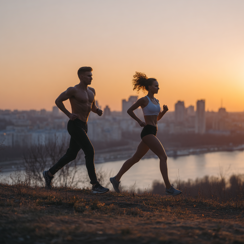 Uomo che medita al mattino, pieno di energia e determinazione